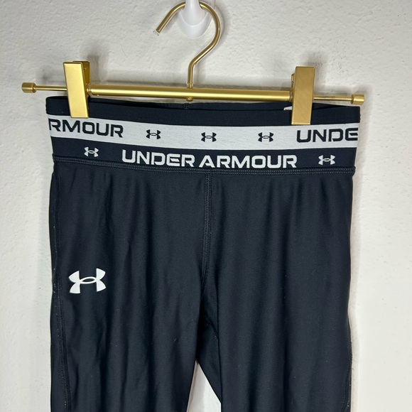 Under Armour Youth Medium Black Compression Leggings HeatGear Mesh Panels - Picture 3 of 6